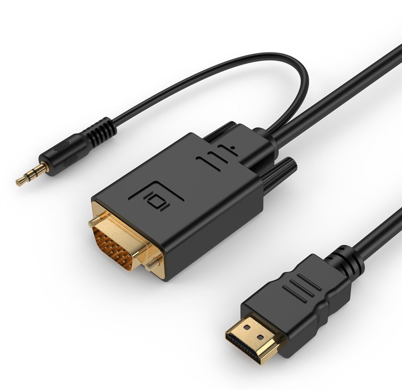 Cordon HDMI 1.4 /M vers VGA / M + Audio jack 3.5 mm / M - 1.80 m