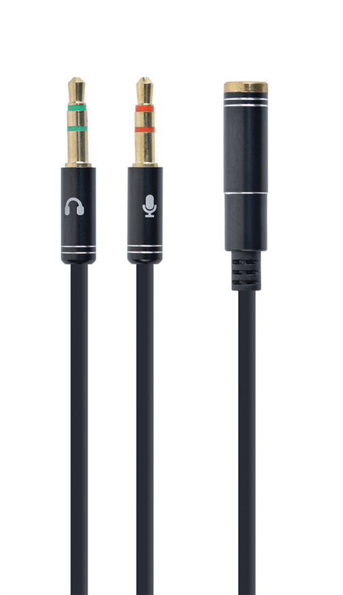 Cordon audio stéréo jack 3.5 mm /F vers 2 x jack /M - 4 broches - noir - 0.20 m