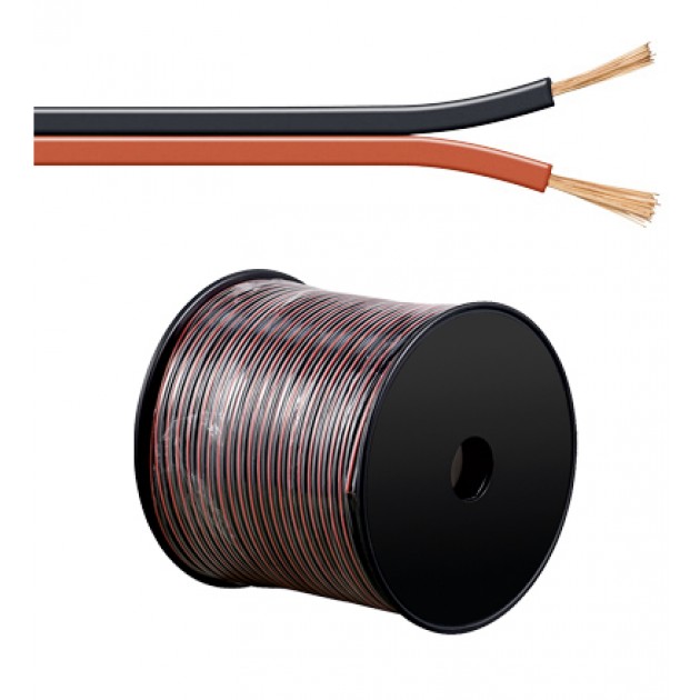 Câble Audio Noir & Rouge 2 x 1.5 mm² - Alu/Cuivre - 100 m