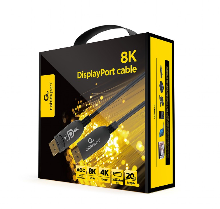 Cordon Displayport 8K sur fibre optique - 20 m