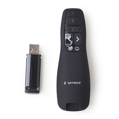 Pointeur laser rouge Wireless - 4 boutons -  Distance 10 m - USB 2.0 - Noir