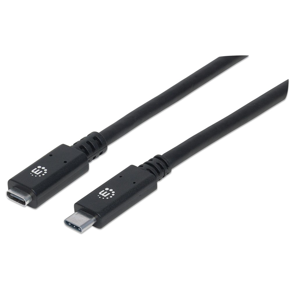 Cordon USB 3.2 - Gen 2 - Type C - 100W 5A - Noir - M / F - 0.50 m