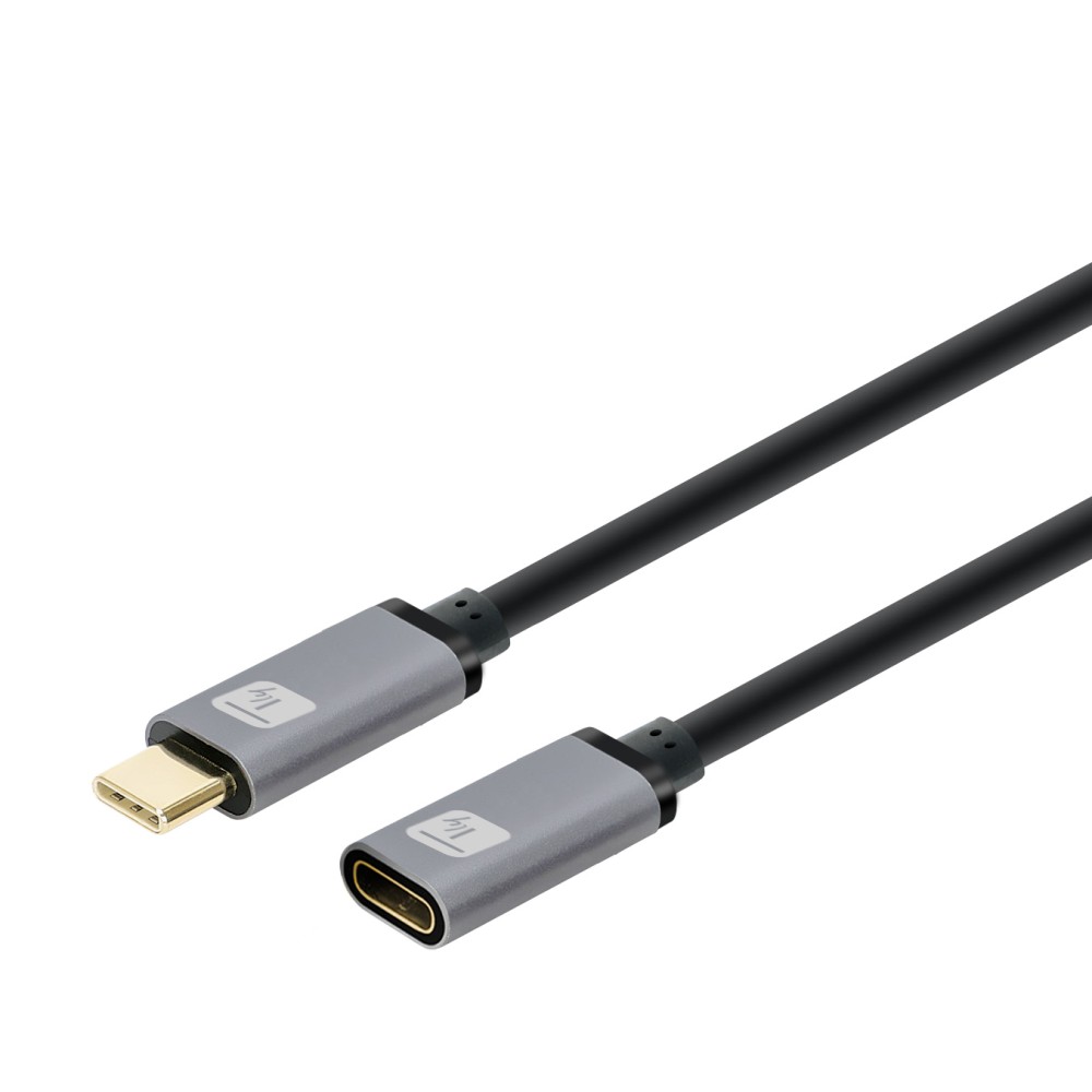 Cordon USB 3.2 - Gen 2 - Type C - 100W 5A - Noir - M / F - 1 m