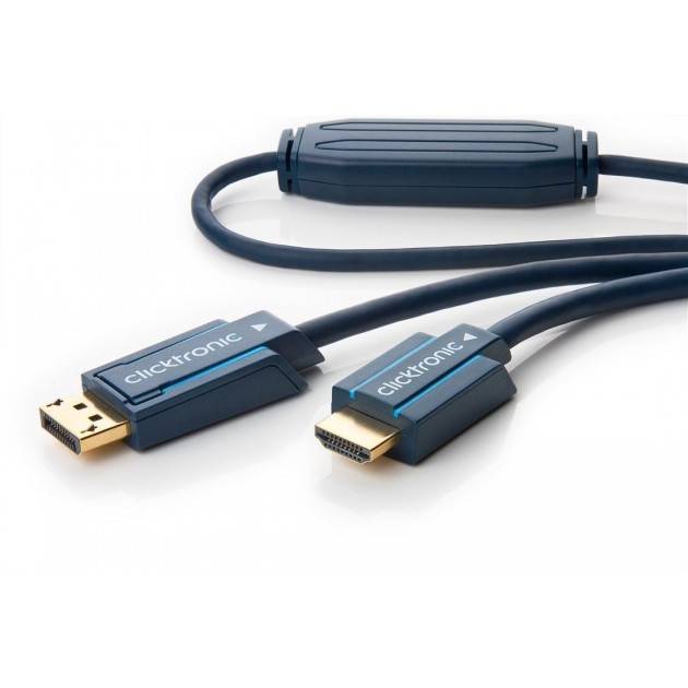 Cordon Displayport /M vers HDMI /M - Haute qualité - Clicktronic - 5 m