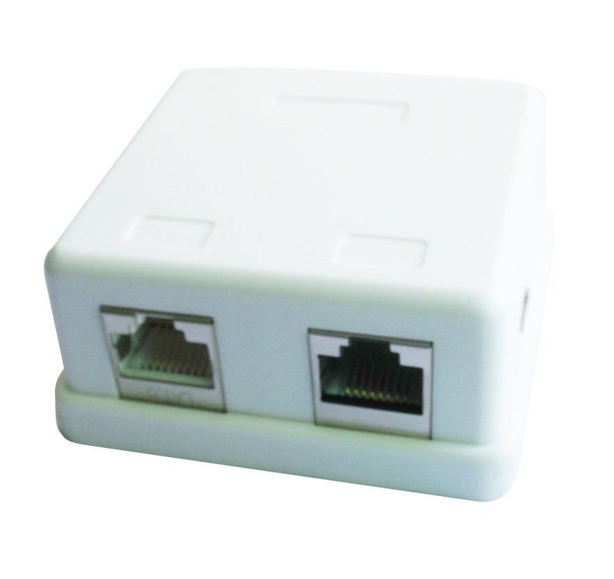 Boîtier blanc double ports avec embase Cat 6 FTP