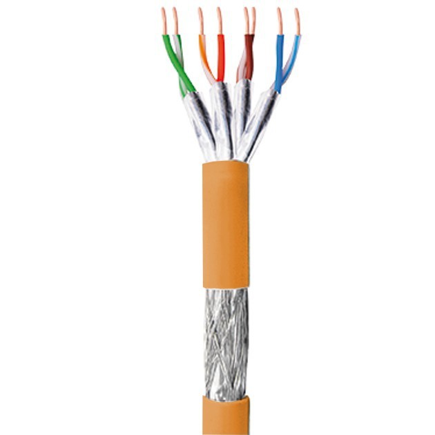 Câble réseau Cat. 7 - Cuivre - S/FTP - LSOH - Monobrin AWG23 - Orange - 100 m