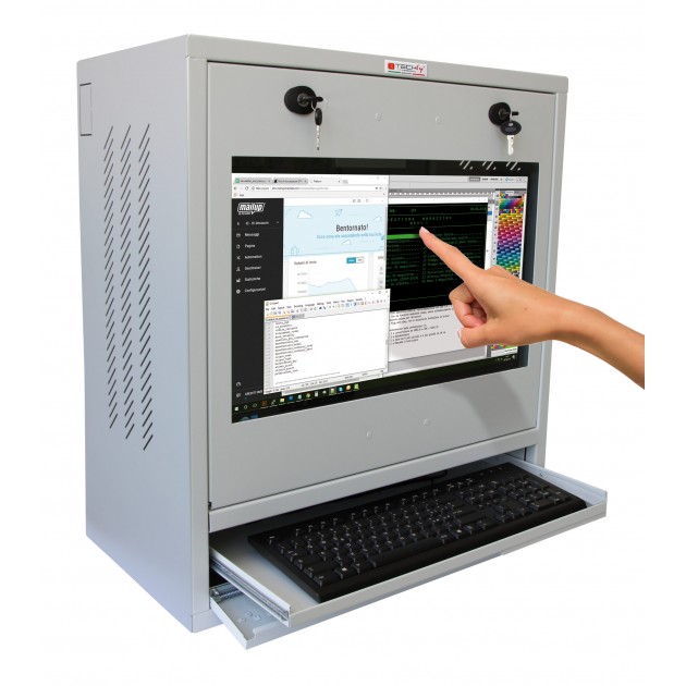 Coffret de sécurité pour PC - pour TV tactile max.22`` - Clavier - Gris RAL7035