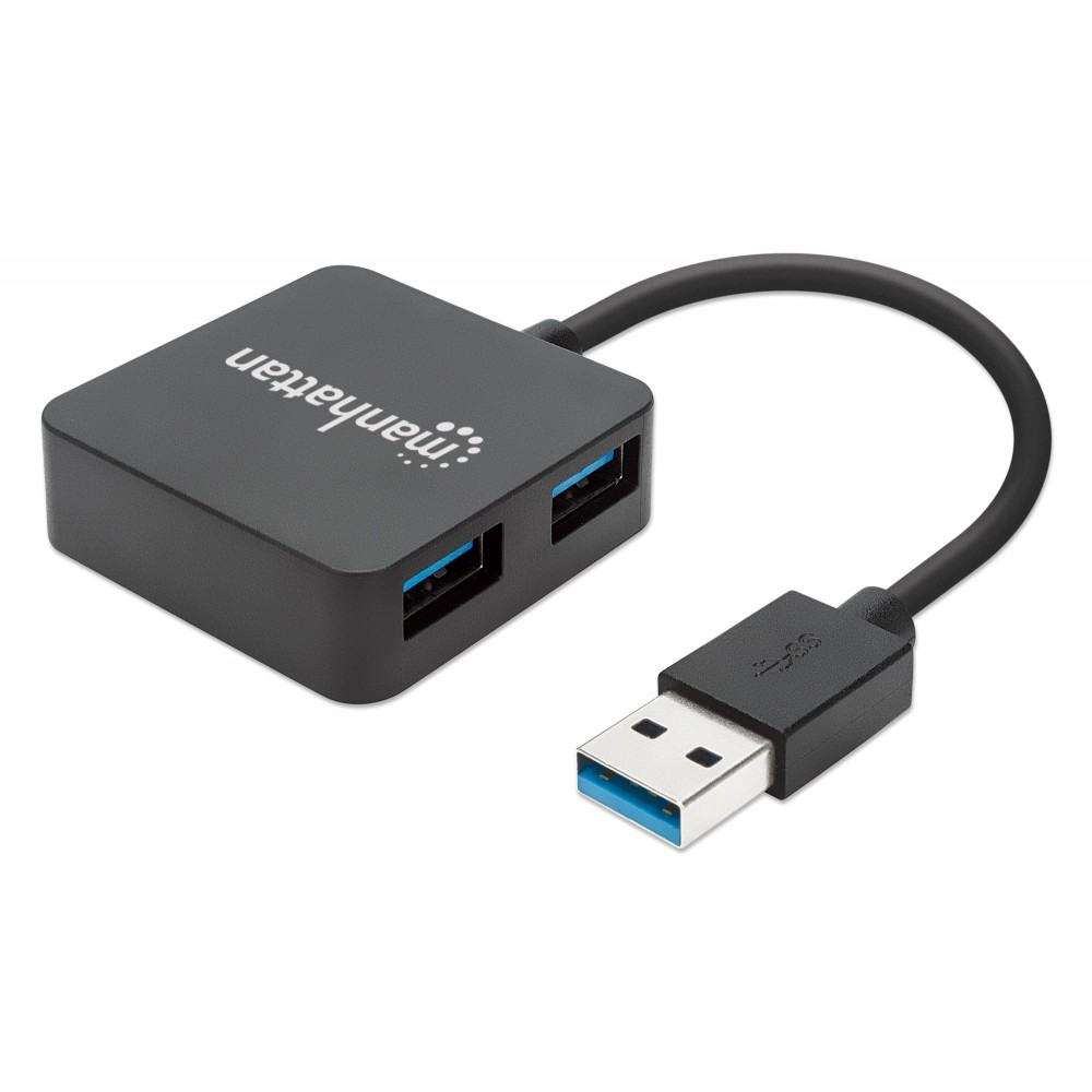 Hub 4 ports USB 3.0 - cordon USB intégré 0.50 m - Noir