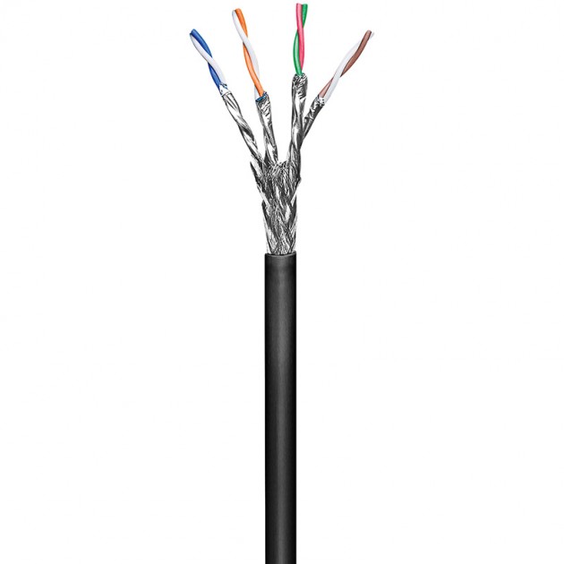 Câble réseau Cat. 6 - CCA - S/FTP - PE Multibrin AWG 26/7- Noir OUTDOOR - 100 m