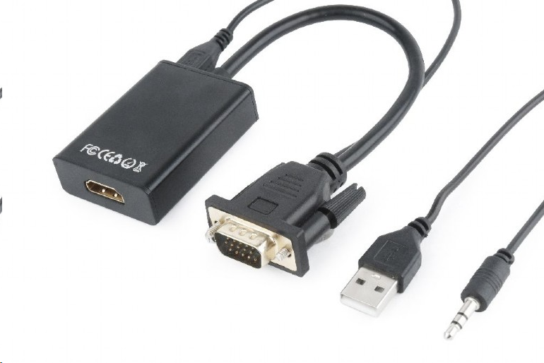 Convertisseur VGA / M + Audio jack 3.5 + USB vers HDMI / F - Noir - 0.15 m