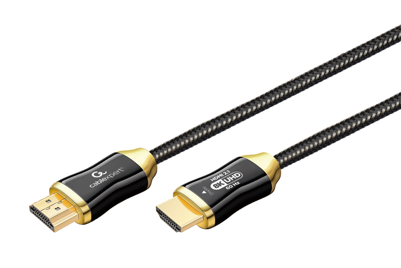 Cordon HDMI 2.1 - 8K à 60 Hz - HARC - Fibre Optique - Plaqué Or - noir - 5 m