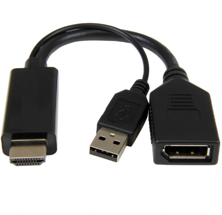 Adaptateur HDMI /M + USB A /M vers Displayport /F - 0.15 m