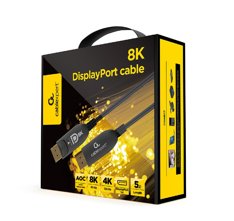 Cordon Displayport 1.4 - 8K@60Hz - AOC Premium Fibre Optique - 5 m