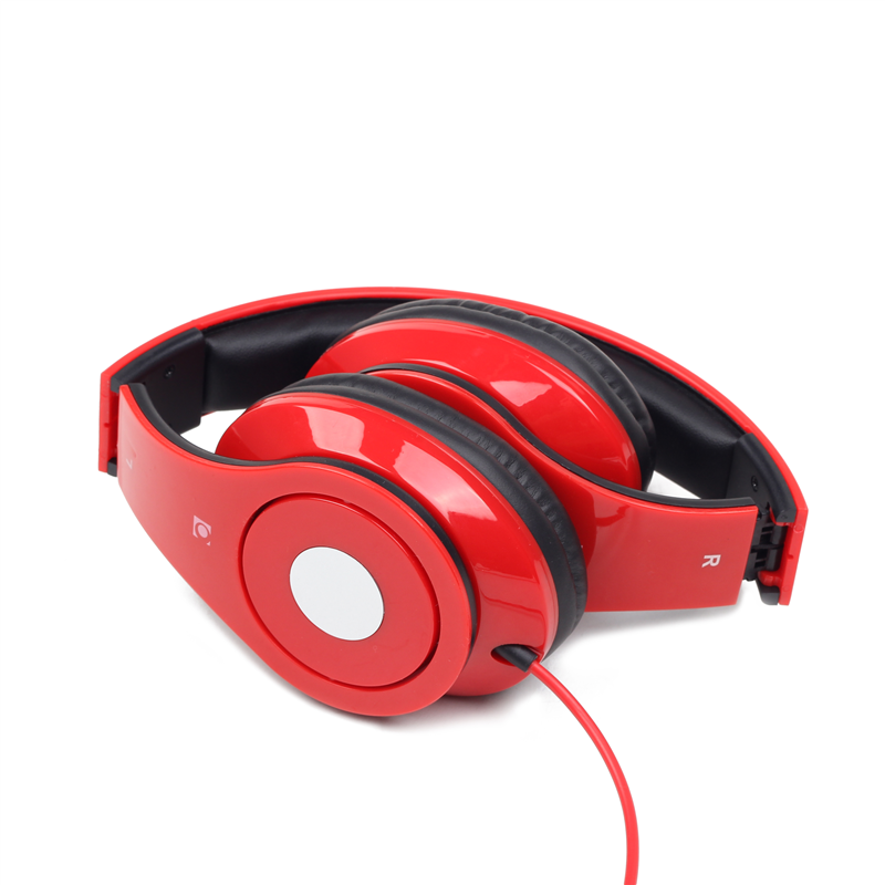 Casque ``Détroit`` stéréo pliable avec micro - jack 3.5 mm - Rouge