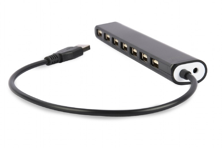 HUB 7 ports USB 2.0 - 500 mA par port - Interrupteur - Cordon 0.15 m