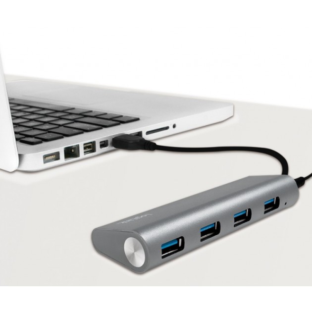 Hub USB 3.0 - 4 ports USB 3.0 - 5 gbps - Aluinium Silver