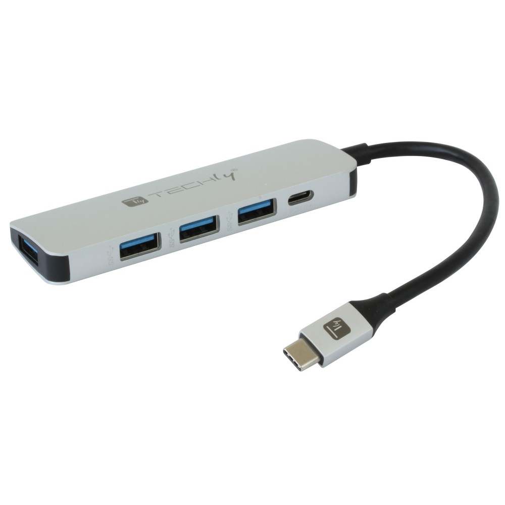 HUB USB Type C - 4 ports USB-A 3.0 - 1 port USB-C 60 W - Aluminium