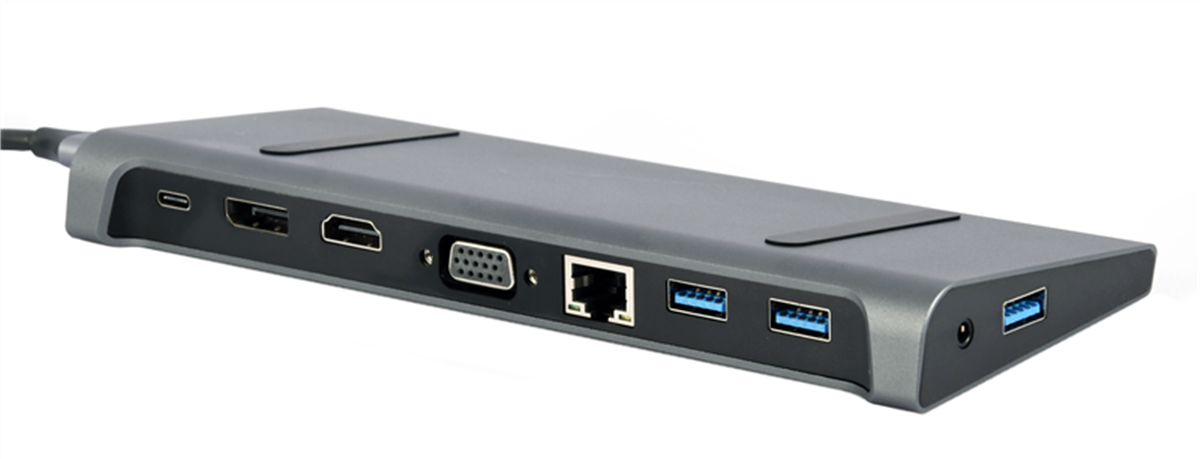 Station accueil USB Type C : 3xUSB 3.0 - HDMI 4K - DP 4K -VGA - USB C 87W - RJ45