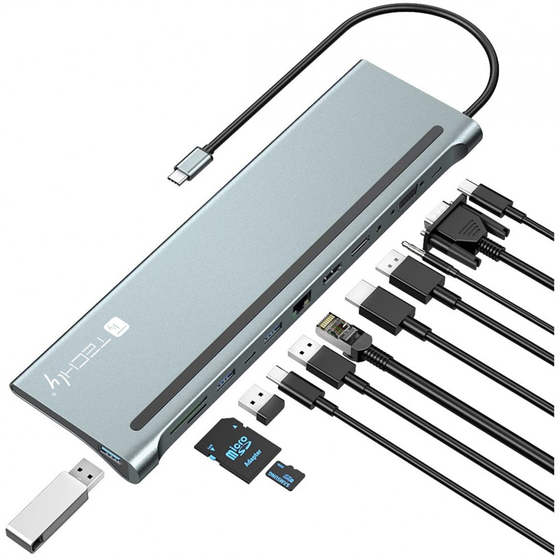 Station accueil USB Type C : 3xUSB 3.0 HDMI - DP - VGA - USB C 100W - RJ45