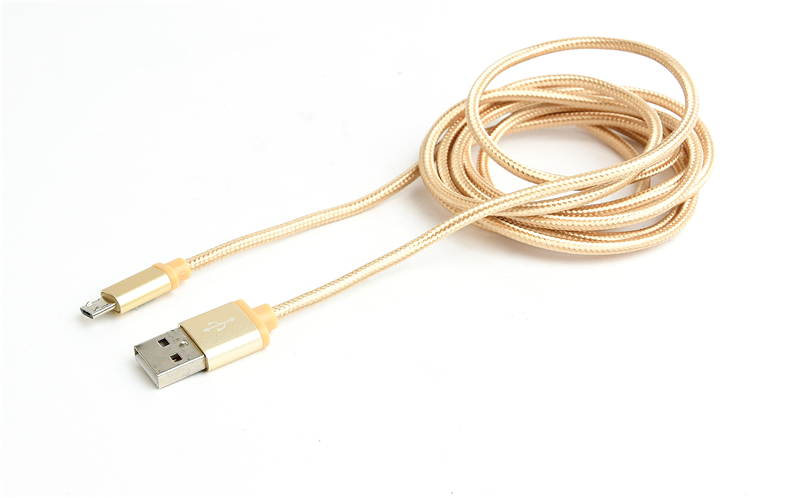 Cordon finition coton USB 2.0 A /M vers Micro USB /M - Gold - 1.8 m