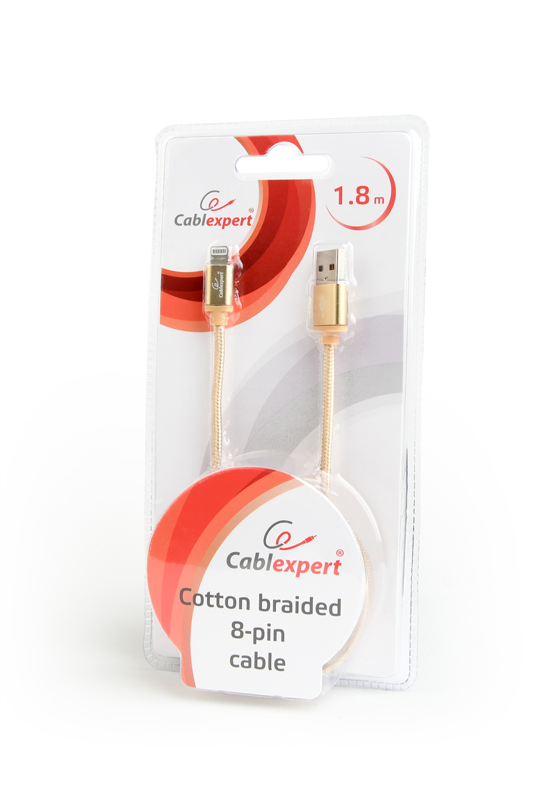 Cordon coton USB 2.0 - Lightning 8 pin - Plug métal doré - Gold - 1.80 m