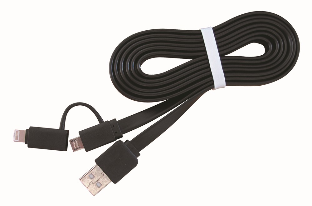 Cordon USB 2.0 data + charge vers Micro USB et Lightning - noir - 1 m
