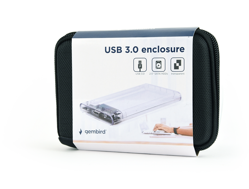 Boitier externe Micro USB 3.0 - pour Disque SSD SATA 2.5`` 9.5 mm - Transparent