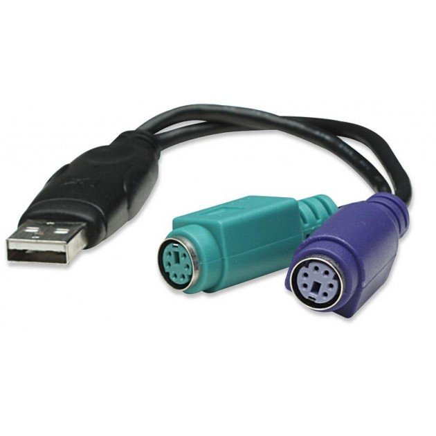Adaptateur passif USB A /M vers 2 PS/2 /F - 0,25 m