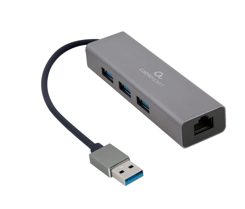 Adaptateur USB 3.0 vers RJ45 Gigabit avec Hub 3 ports USB 3.0 - Noir