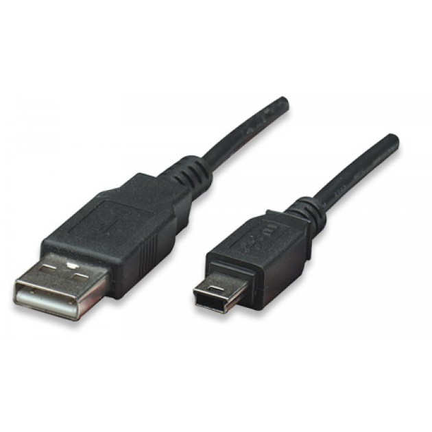 Cordon USB 2.0 A / M vers Mini USB 5 pins - noir - 0.30 m