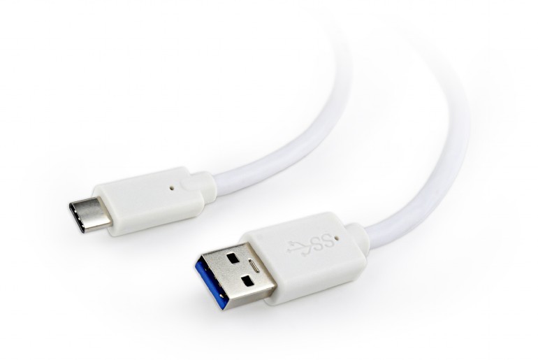 Cordon USB 3.0 Type A / M vers USB Type C / M - Blanc - 0.10 m
