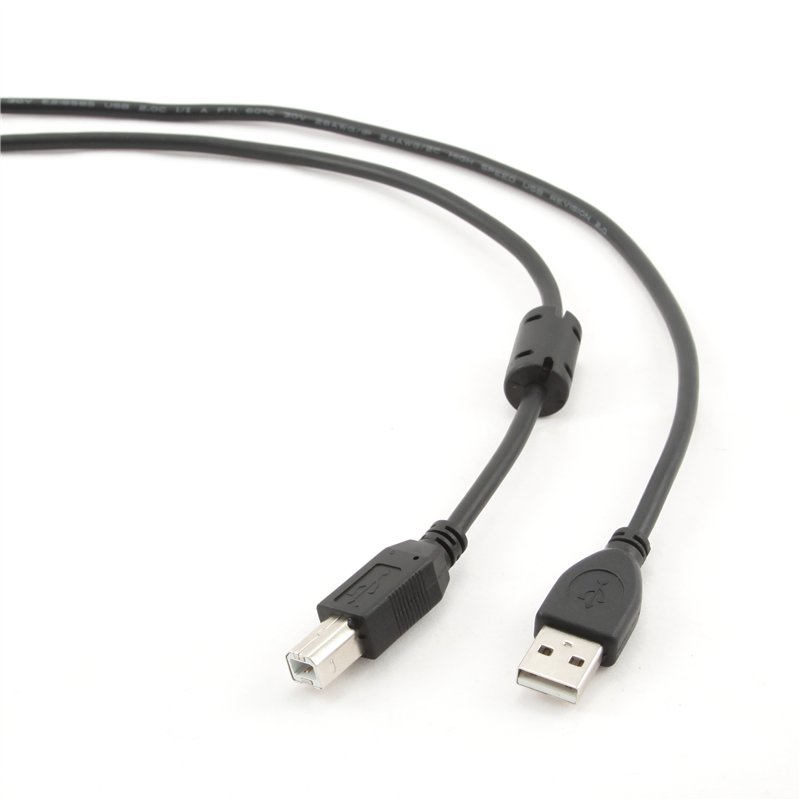 Cordon USB 2.0 A /M vers B /M - Qualité Premium - Ferrite - Noir - 3 m