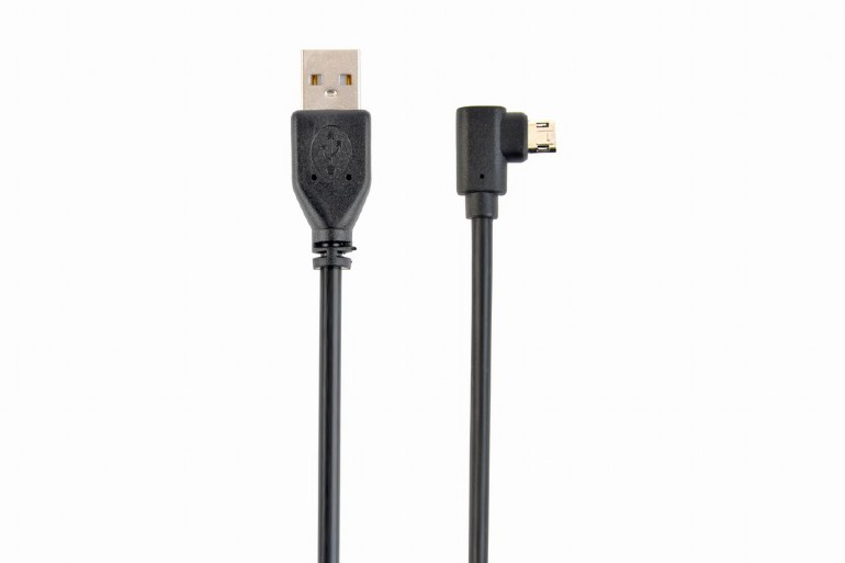 Cordon USB 2.0 A/M vers Micro USB B/M coudé réversible - Noir - 1.80 m