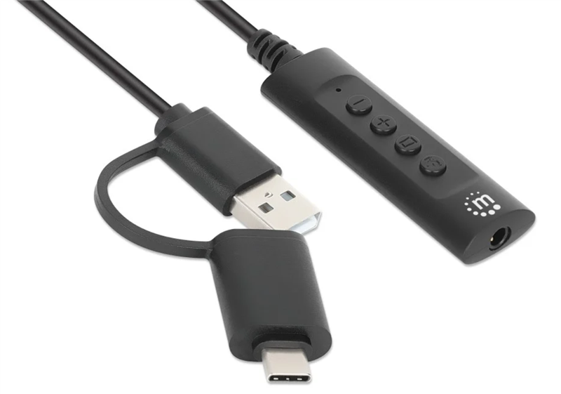 Adaptateur USB Type A & C / M vers Jack 3.5 / F stéréo - 1 m