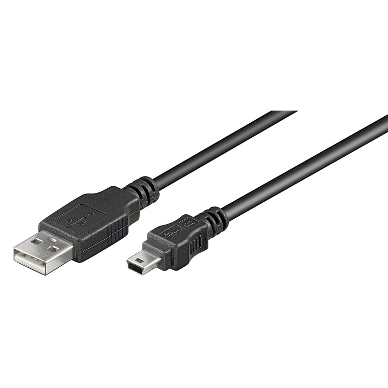 Cordon USB 2.0 A / M vers Mini B / M 5 pts - Noir - 1,80 m