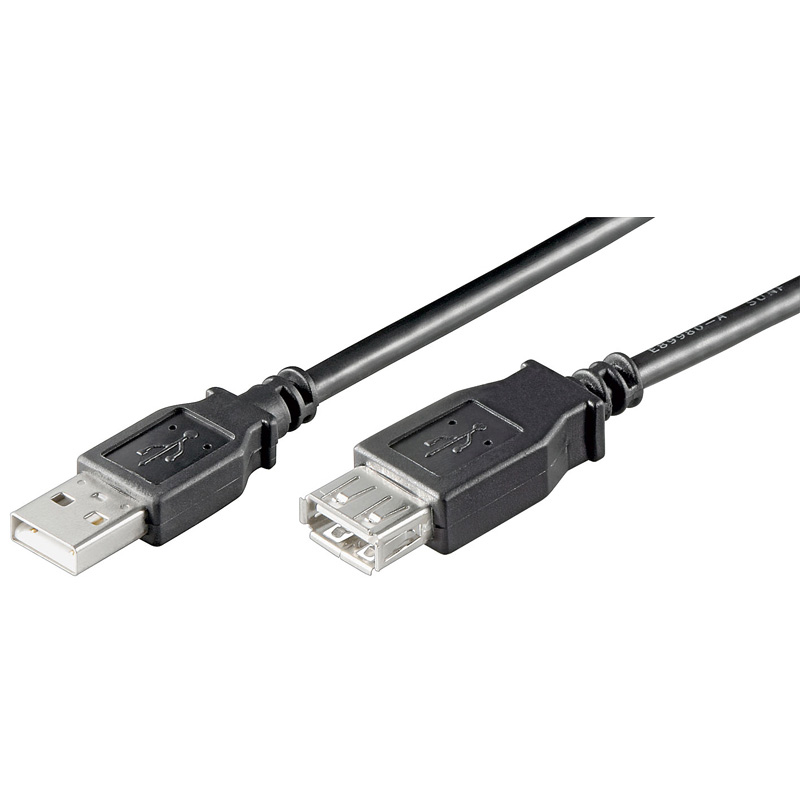 Rallonge USB 2.0 A M / F - AWG 28 - Double blindage - Noir - 0,60 m