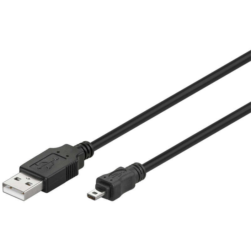 Cordon USB 2.0 A / M > Mini 8 pin - Noir - 1,80 m