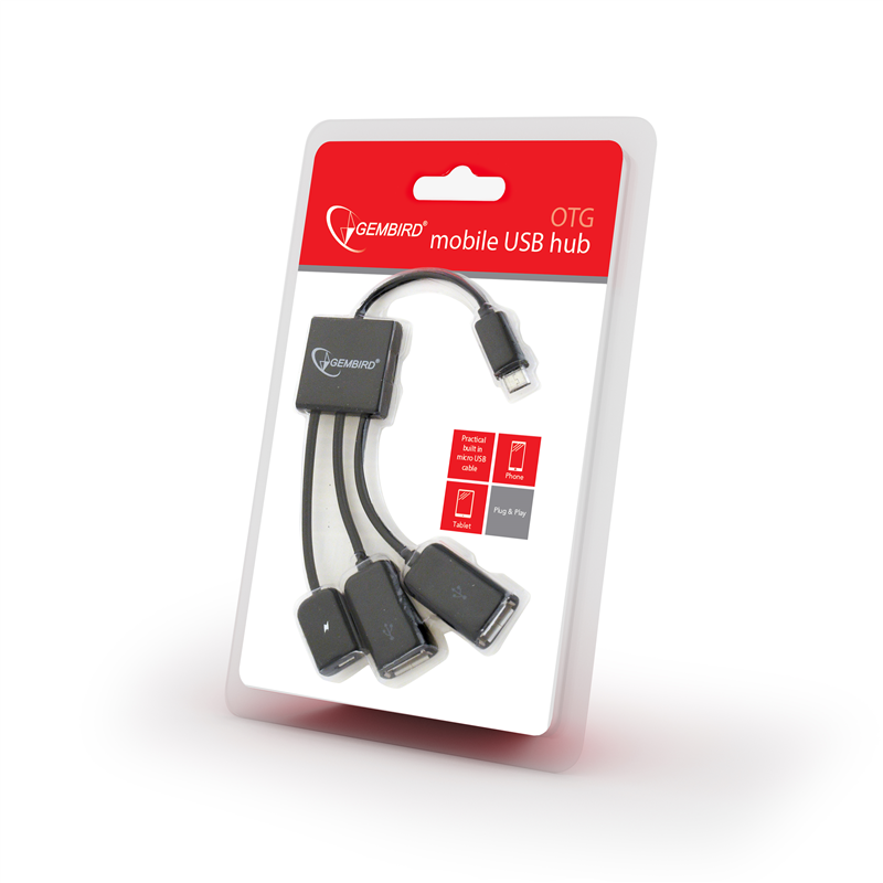 Cordon OTG Micro USB / M vers 2 ports USB 2.0 Type A /F + 1 port Micro USB / F