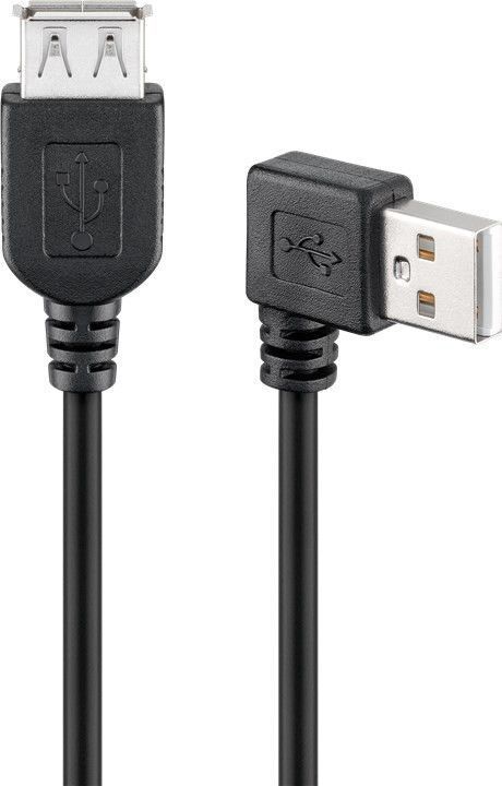 Cordon USB 2.0 A / M 90° vers USB A / F - Noir - 0,15 m