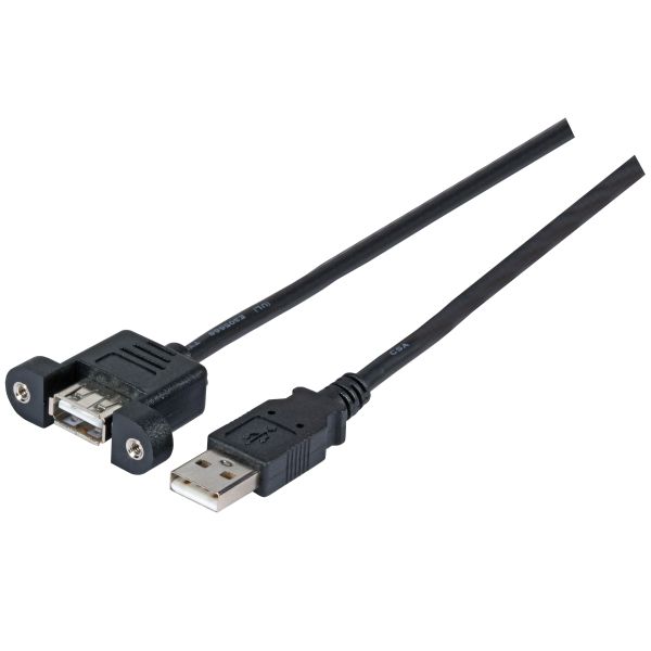 Cordon USB 2.0 A / F à verrouillage à vis > usb A / M - 1 m