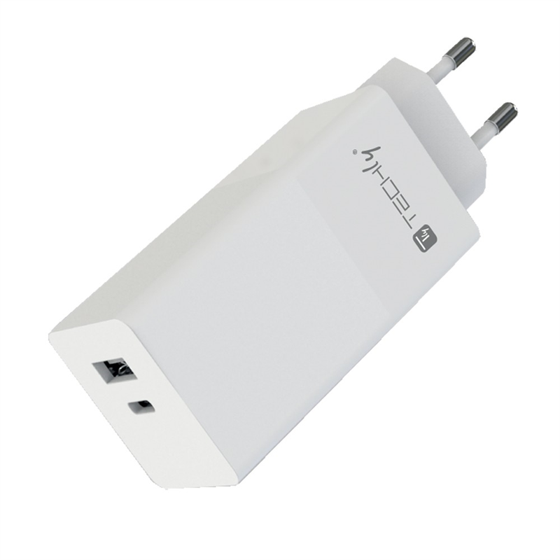 Chargeur secteur USB Type C + Type A - blanc - 20V - 5A - 100W