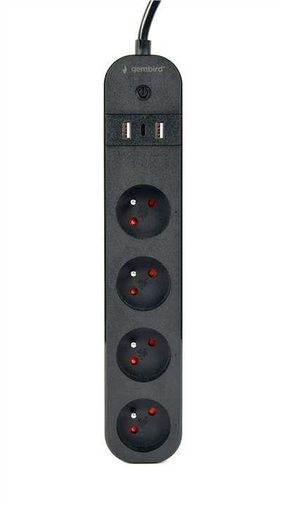Bloc multiprise intelligent - 4 prises 2P+T - 2 USB A - 1 USB C - Noir - 1.50 m