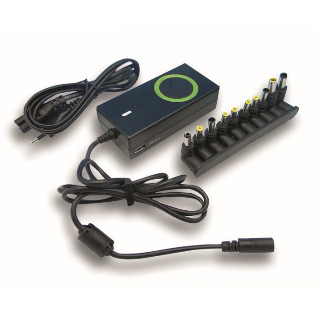 Chargeur secteur universel pour notebook 90 W - 6A - 15-20V - port USB