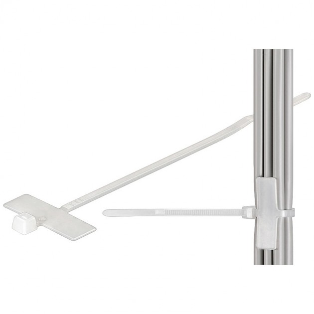 Lot de 100 serres câble 100 x 2.5 mm - porte étiquette 25 x 8 mm - Ø 22 mm Blanc