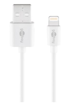 Cordon USB 2.0 A / M vers Apple Lightning - Blanc - MFI - 2 m